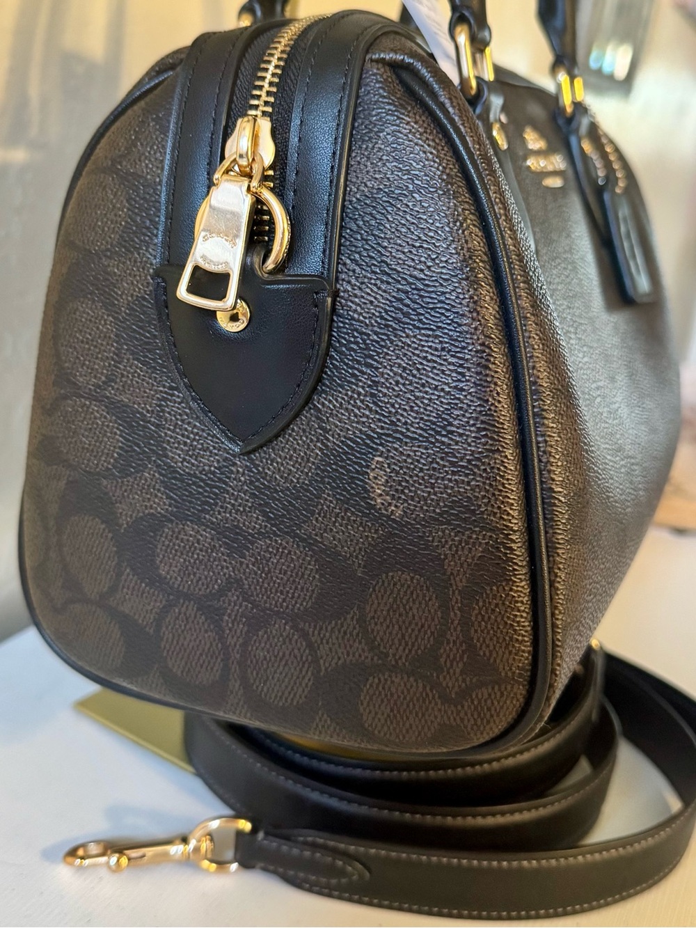 Coach Rowan Crossbody NWT Dark Brown Black Leather & Canvas w Gold Hardware NWT - Picture 7 of 16